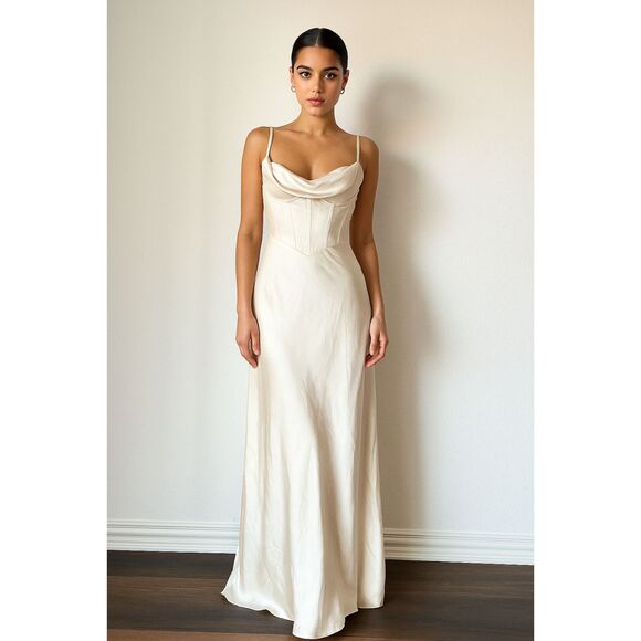 ASTR The Label Champagne Satin Corset Maxi Dress – Size M - Picture 1 of 8